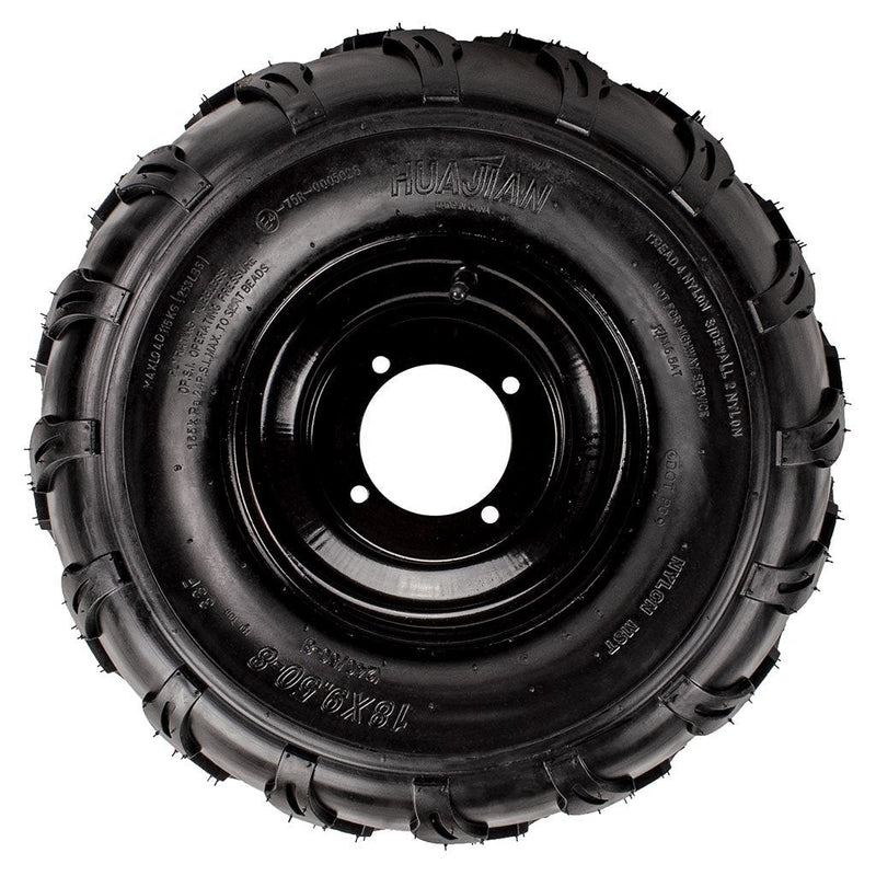 Load image into Gallery viewer, 18x9.5-8_Chinese_Tire_Rim_Wheel_Assembly_-_4_Bolt_-_10mm_-_Left_-_Tao_Tao_b.jpg
